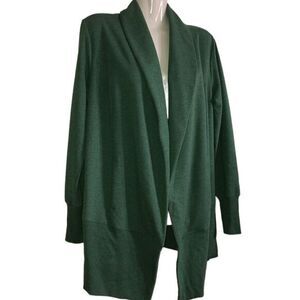 H by Halston shrug‎ cardigan Size XS green open front pockets longline career